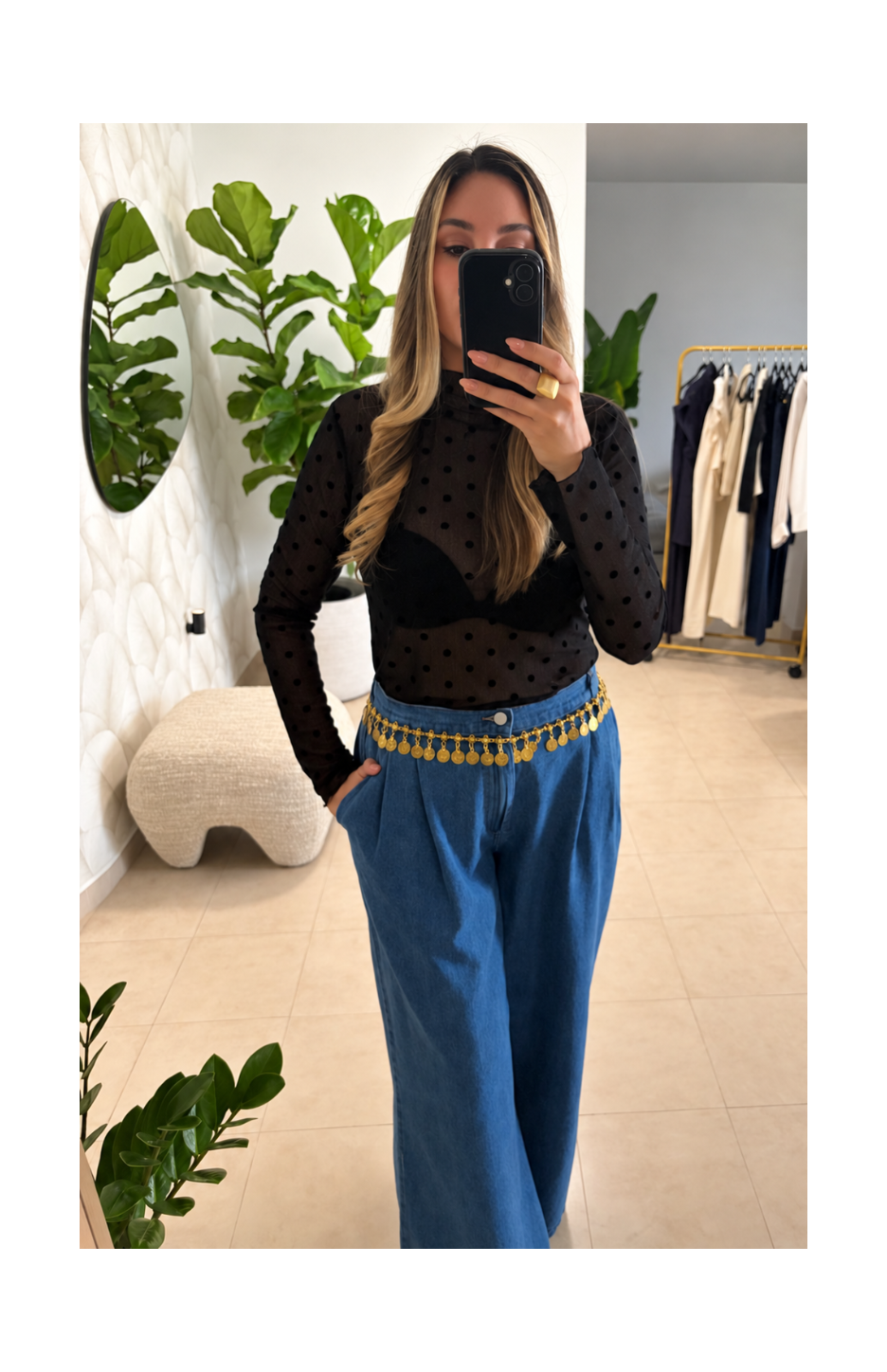 High-Waisted Wide-Leg Denim Jeans | Mahón Azul de Cintura Alta y Pierna Ancha