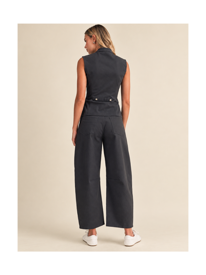 PRE-ORDER APROX 30 OCT / Charcoal Military-Inspired Vest Set | Conjunto Chaleco y Pantalón Gris