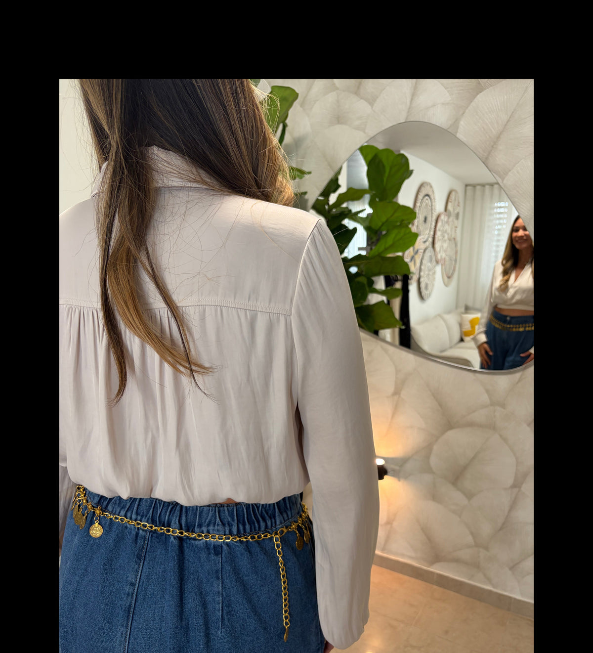 Ivory Cropped Wrap Blouse | Blusa Marfil Corta de Efecto Cruzado